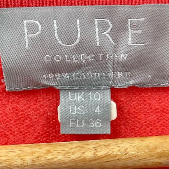 Pure Collection 100% Cashmere V-Neck Coral Pull Over Soft Comfy Sweater Size 4 - Picture 5 of 7